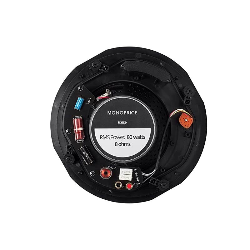 Alpha 2-Way Ceiling Speakers - 6.5 Inch (Pair) Carbon Fiber, Paintable Magnetic Grille, Louder with Less Power, Non Angled, 8 Inch