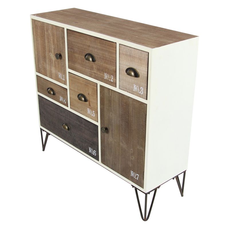 Wood and Metal 7 Drawer Buffet White/Black - Olivia & May