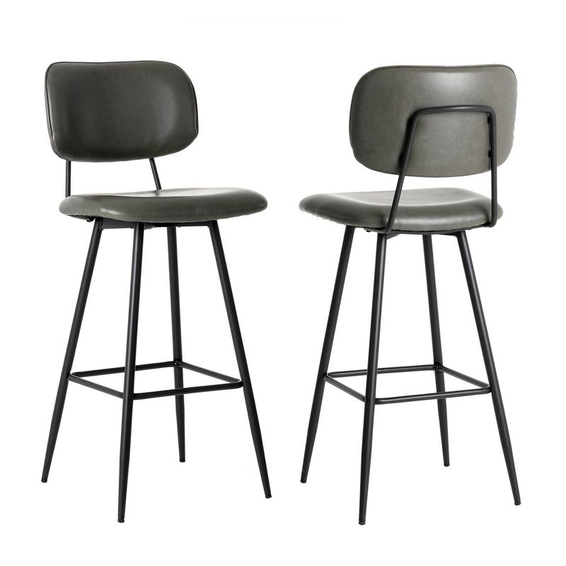 43" Set of 2 PU Leather Barstools Gray - Glitzhome
