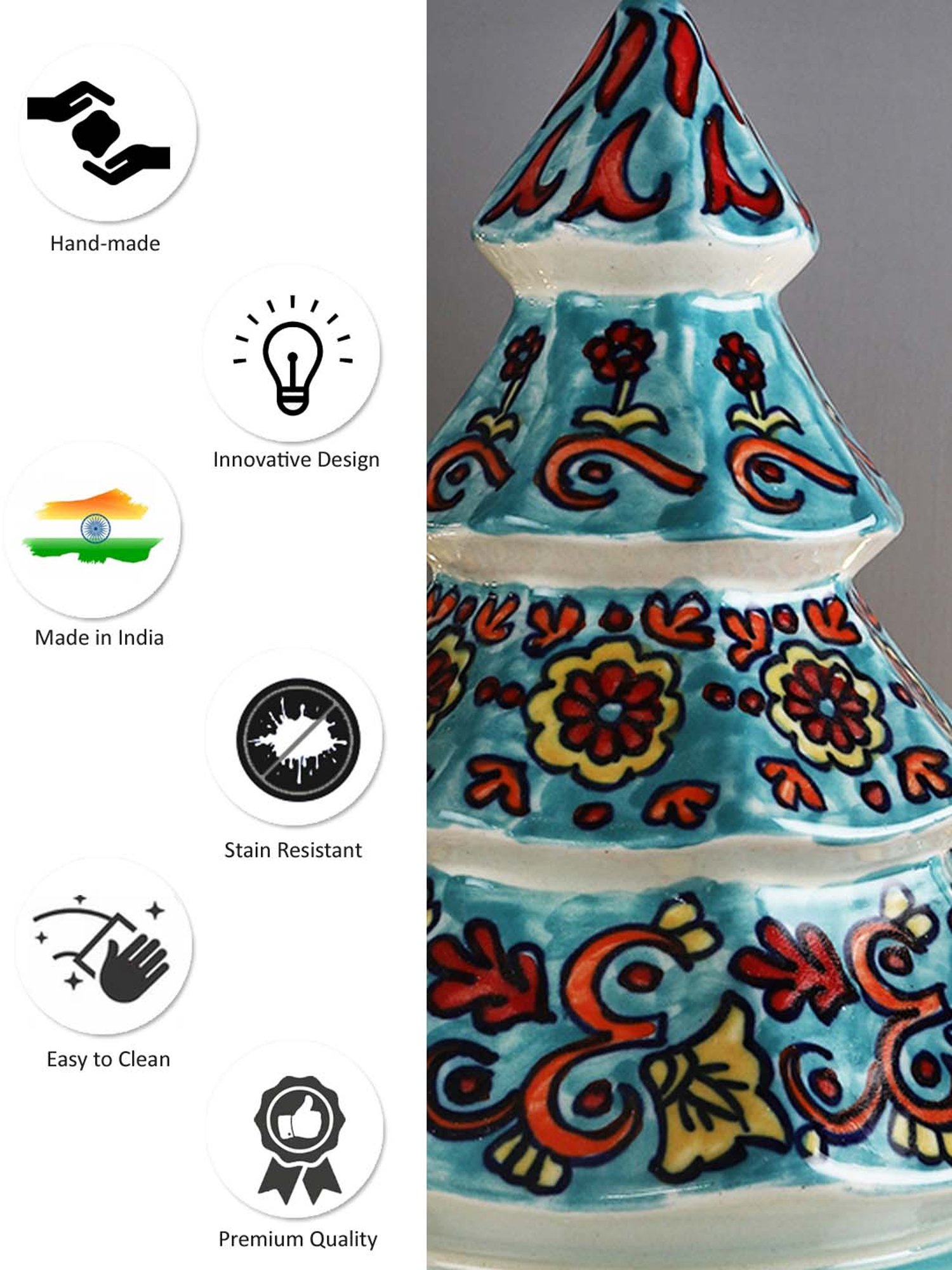 VarEesha Festive Decor Multicolored Ceramic Decorative Christmas Tree - Set of 1