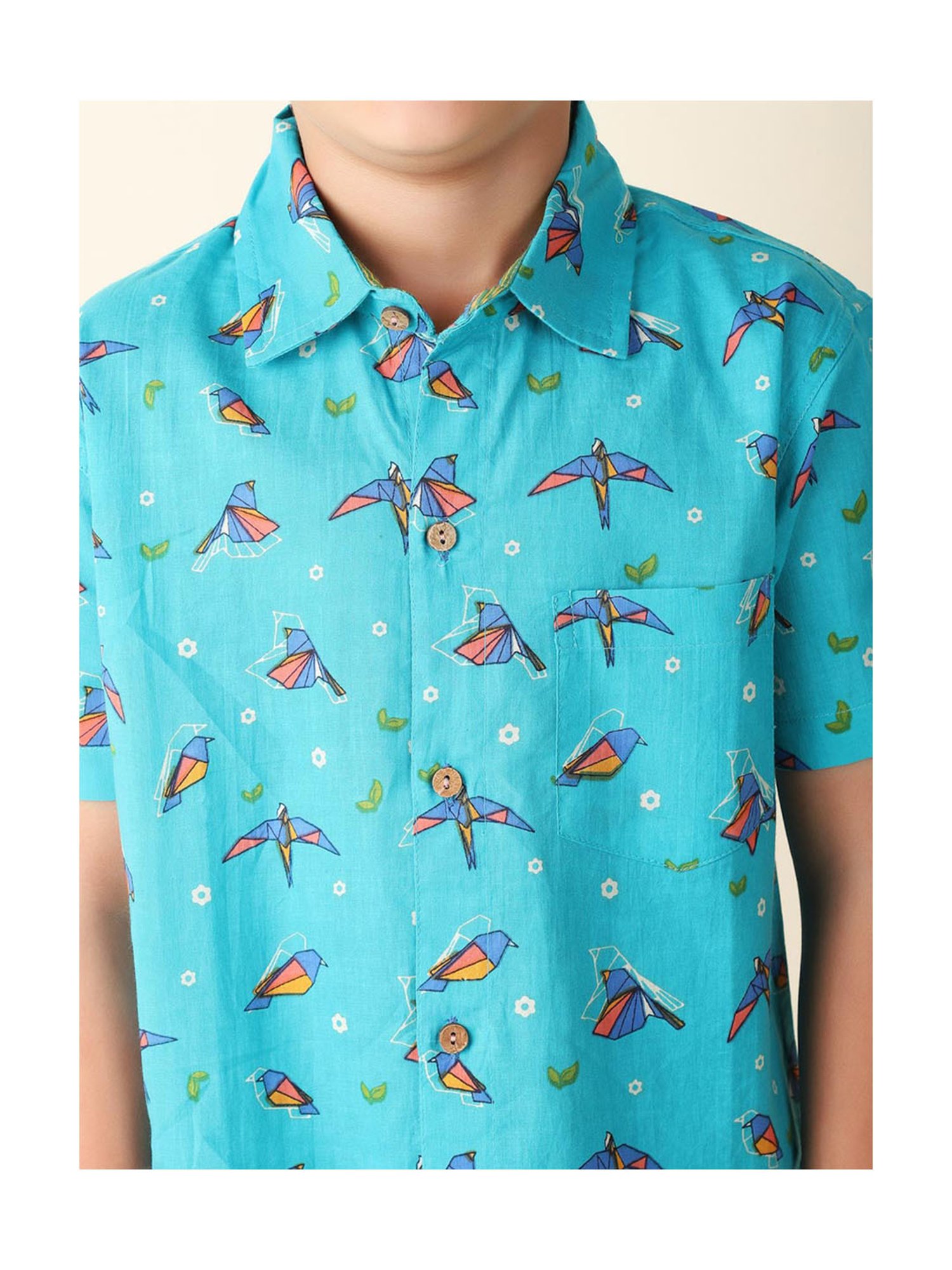 Fabindia Kids Blue Printed Shirt