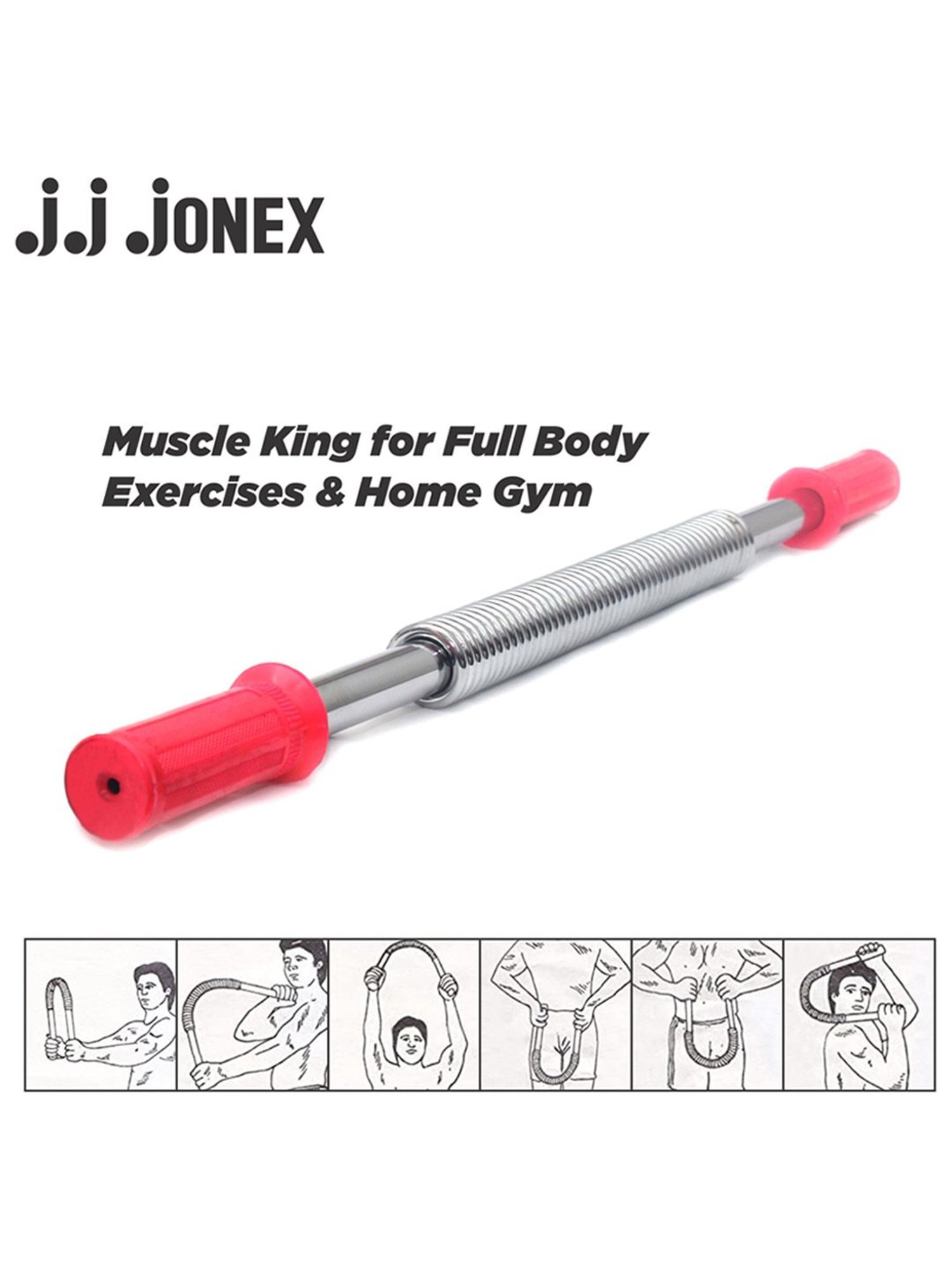 JJ Jonex Fitness Muscle King for Full Body Exercises & Home Gym with Free handling Cover (Red)