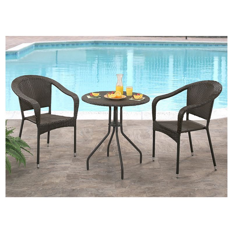 Odette 3pc Metal Patio Bistro Set - Espresso - Abbyson Living