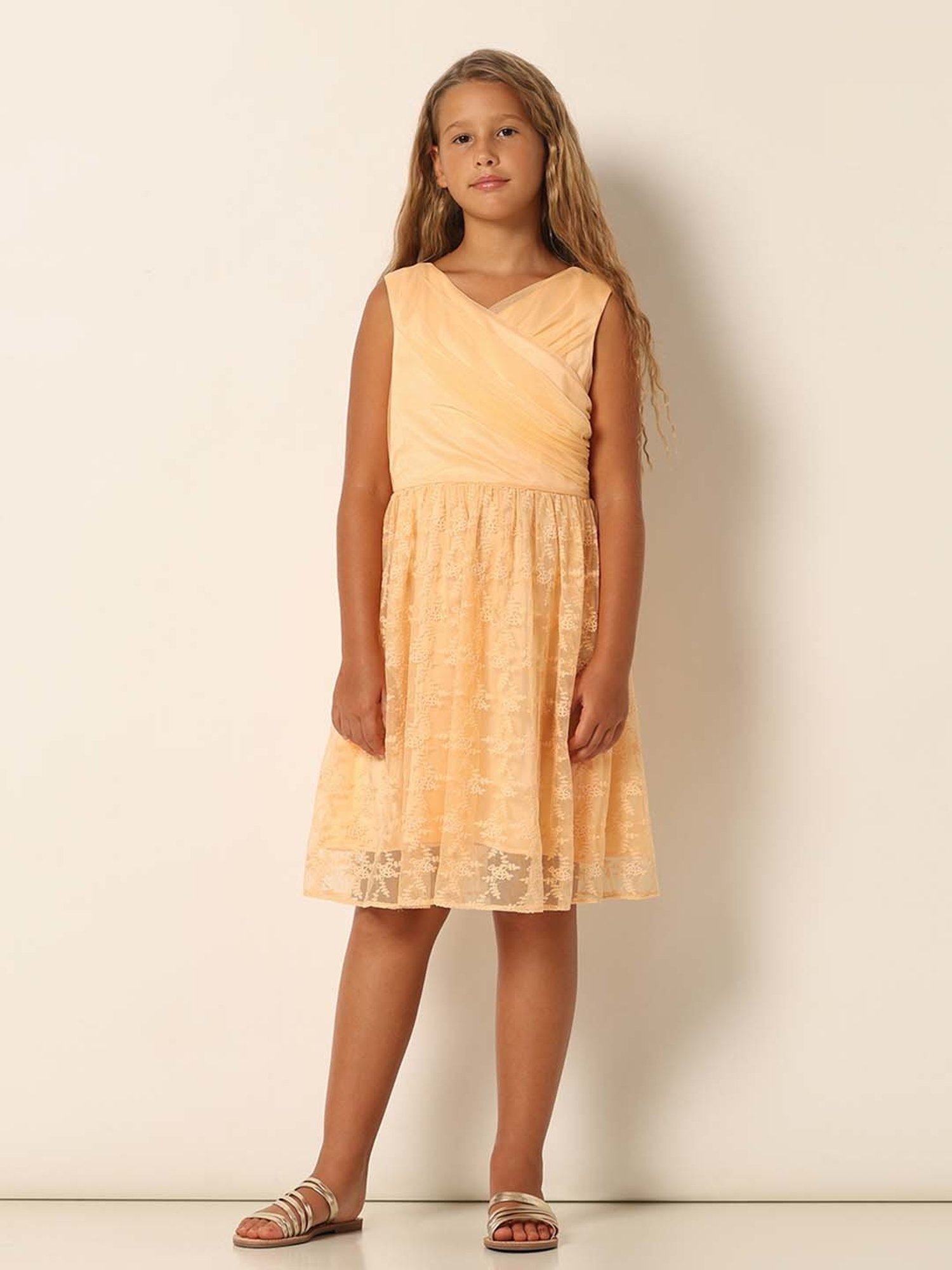 VERO MODA GIRL Cream Embroidered Dress