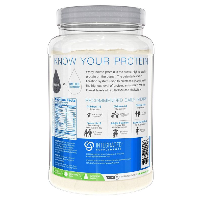 Integrated Supplements Whey Isolate Protein Powder - Vanilla - 1.85lb