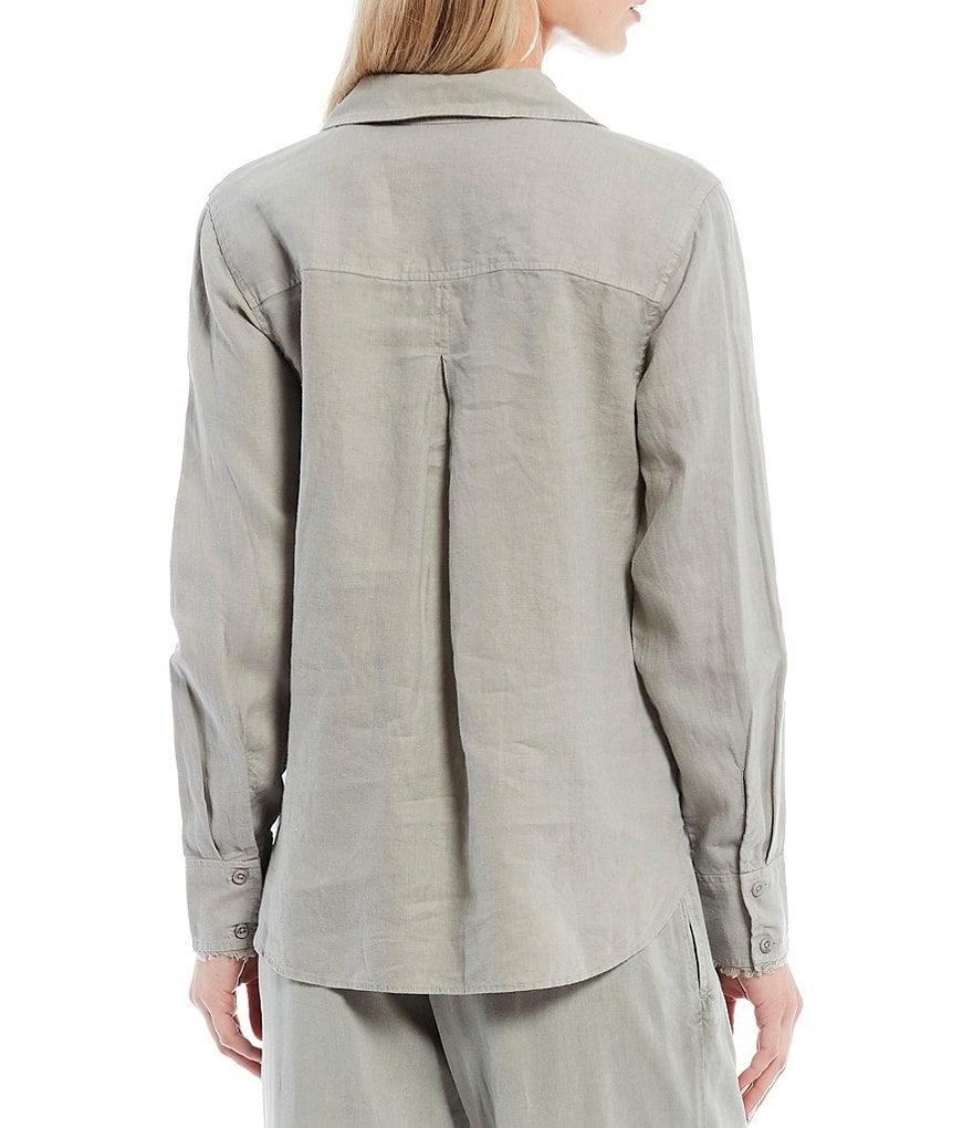 Cloth & Stone Woven Fray Placket Button Front Top