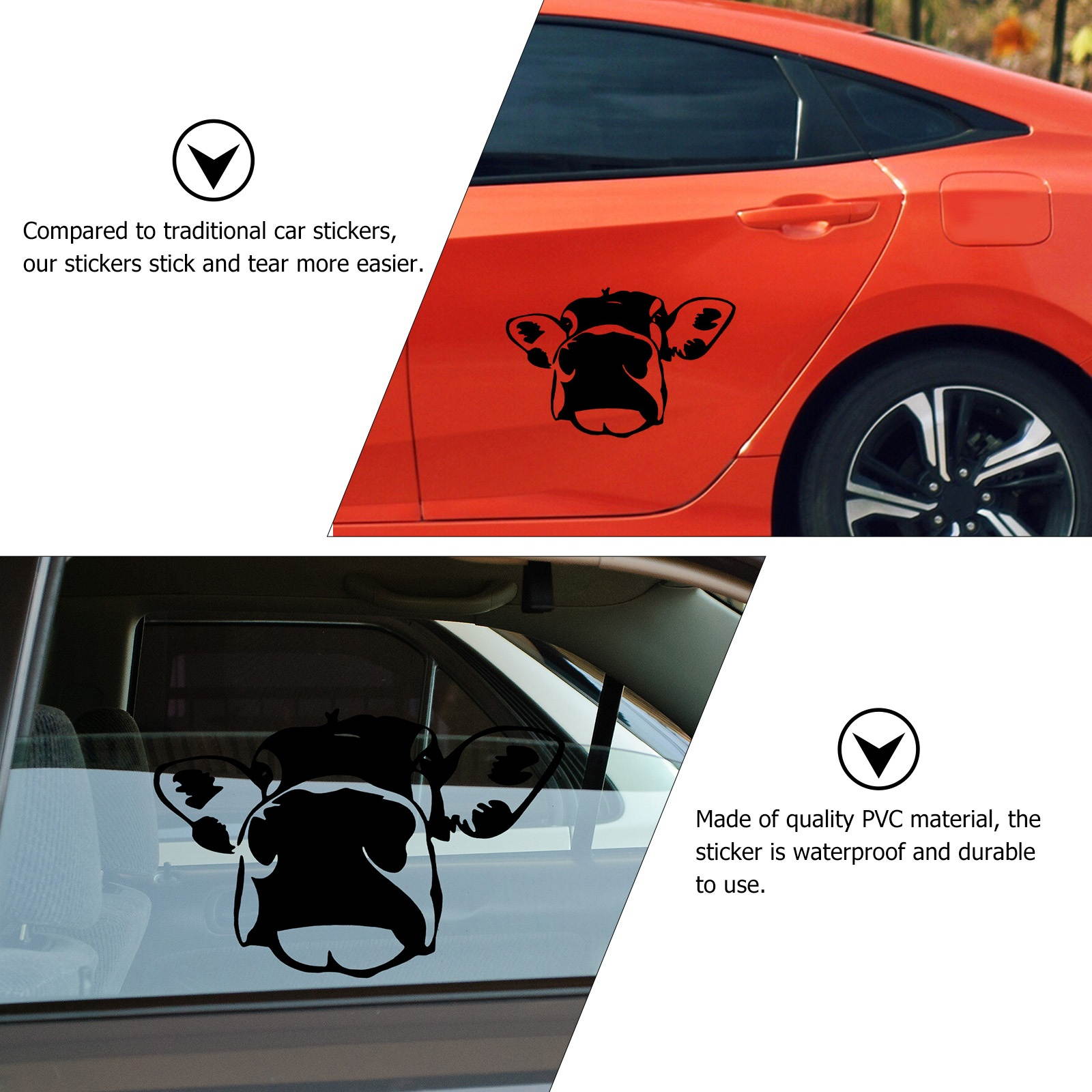 1Pc Cow Car Window Beautify Sticker PVC Car Decal Creative Sticker Car Sticker