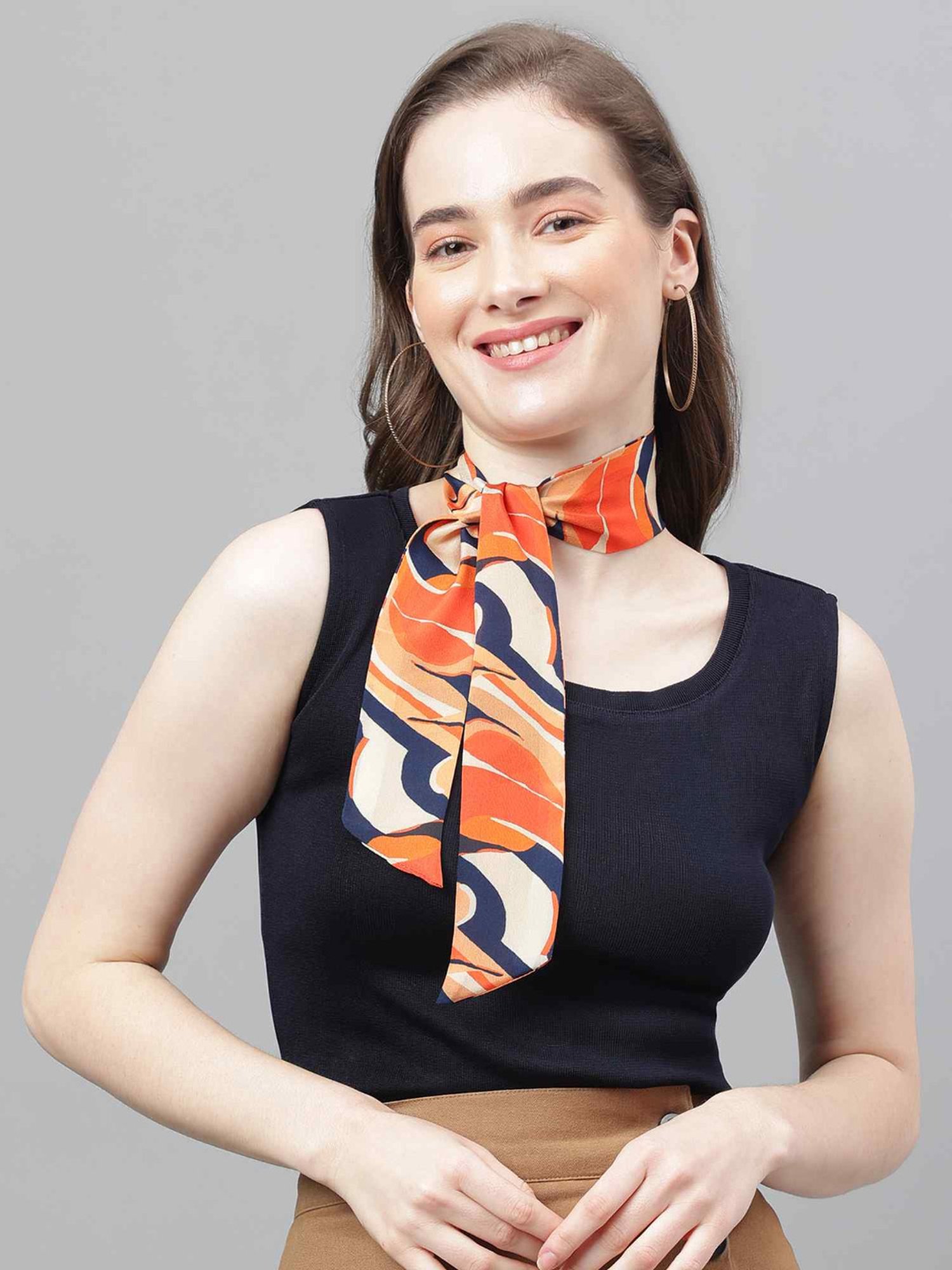Tossido Multicolor Printed Scarf & Bag Scarf Set