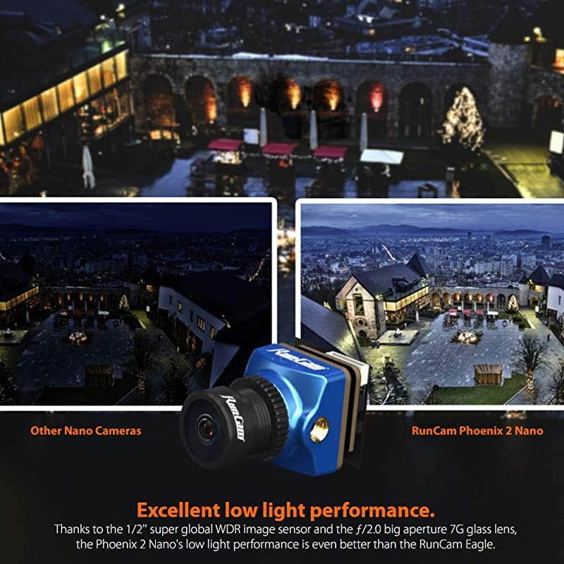 Phoenix 2 Nano FPV Camera 1000TVL FOV 155 Degree 1/2inch Super Global WDR Image Sensor Mini Cam with 2.1mm? Lens 4:3 16:9 Switchable for RC FPV Racing Drone Quadcopter
