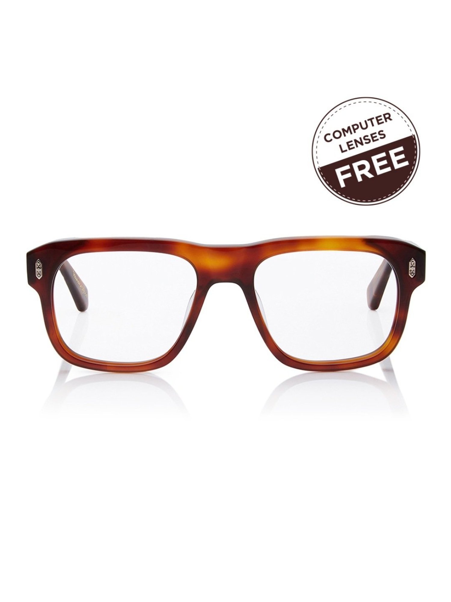 Shisen Fox Yorokobi Havana Square Unisex Blue Filter Computer Lenses -54 mm