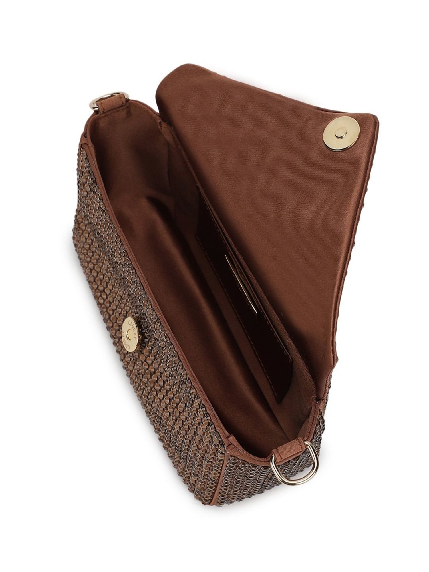 Gedebe Brown My Love Crystal Smoked Topaz Small Shoulder Bag