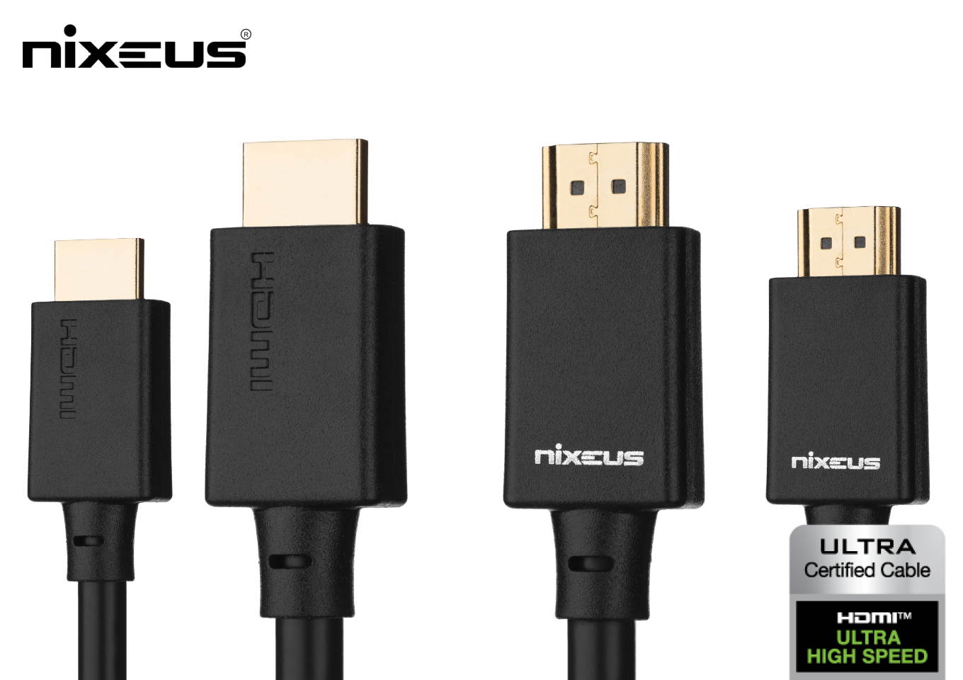 Nixeus Ultra High Speed HDMI Certified Cable (10 ft) &ndash; Certified by HDMI to Support HDMI 2.1 Features, 48Gbps, Dynamic HDR, 4K 120Hz/144Hz, 5K 120Hz/144Hz, 8K 120Hz, and 10K 120Hz