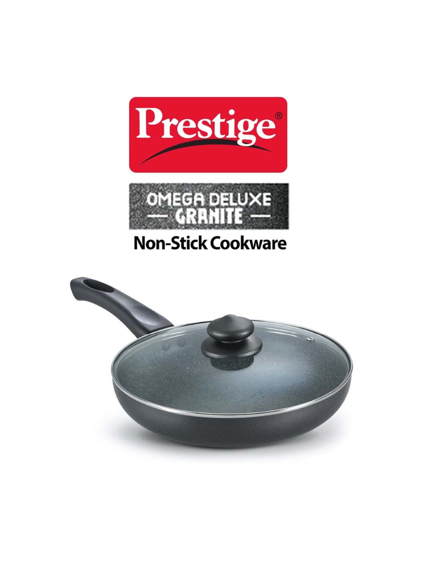 Prestige Omega Black Deluxe Granite 240 mm Fry Pan with Lid - Set of 1
