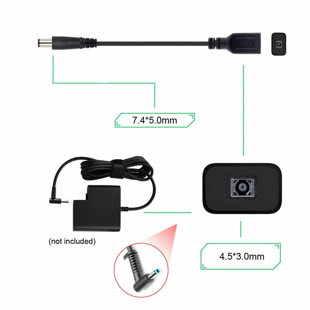 DC 7.4*5.0mm Male Plug to DC 4.5*3.0mm Female Jack Power Connector Conversion Cable for Laptop Lenovo