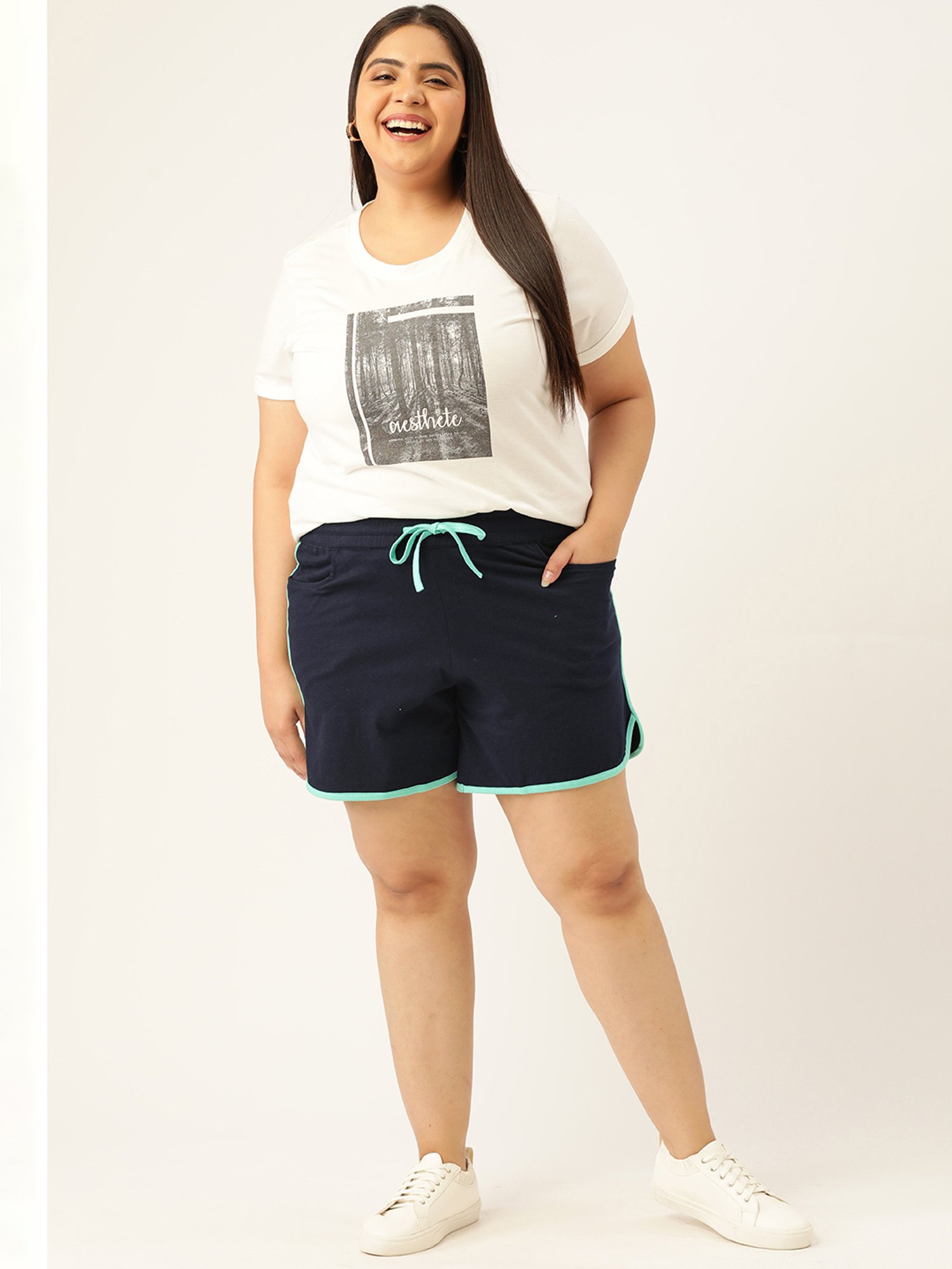 theRebelinme Navy Cotton Shorts