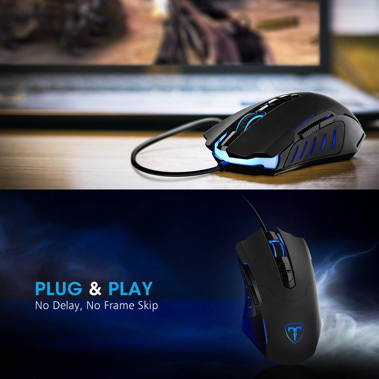 Updated Gaming Mouse with 7 Programmable Buttons, Chroma RGB Backlight Gaming mice, 6400 Adjustable DPI, Ergonomic USB Computer Mouse, High Precision Sensor for Windows PC & Laptop Gamers