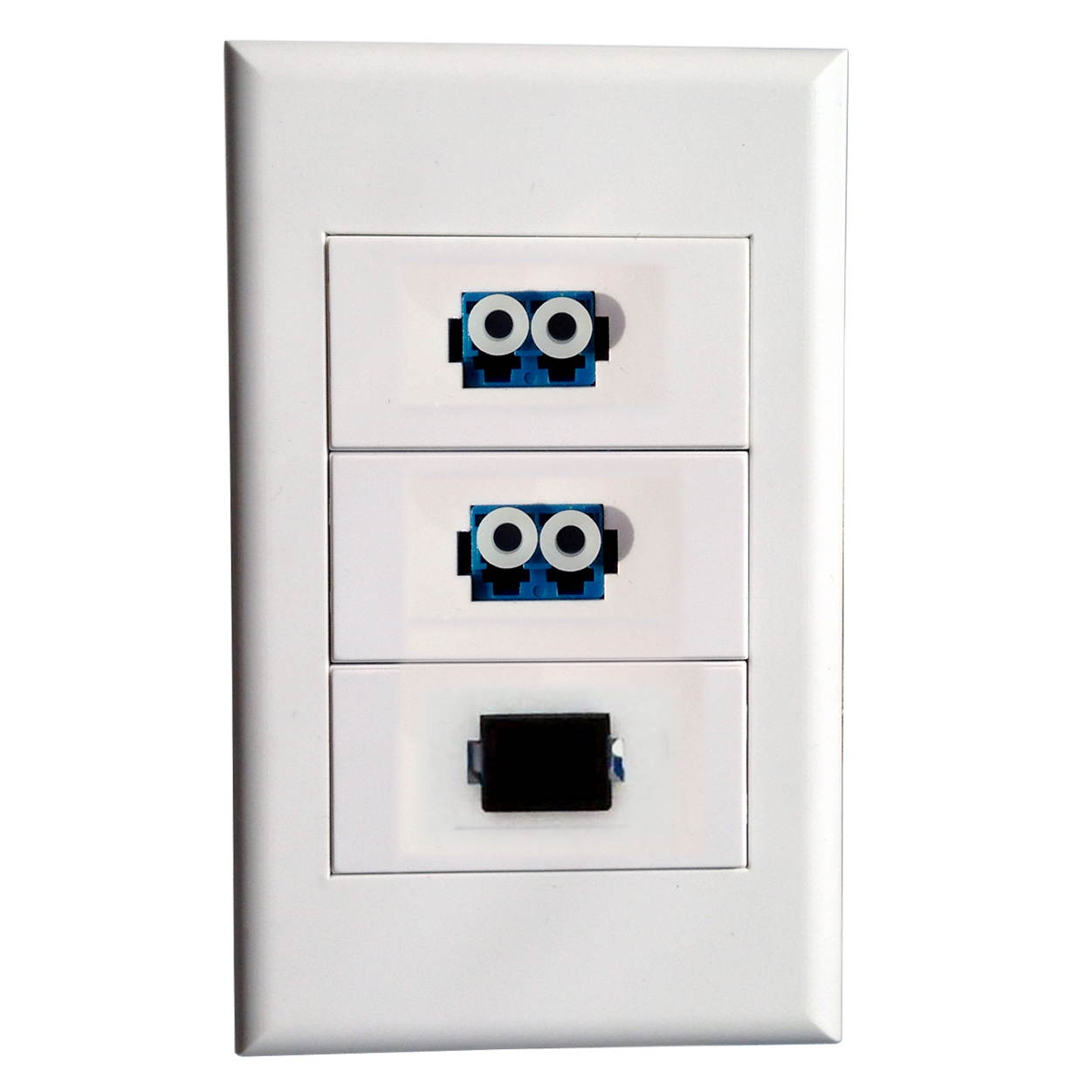 Wall Plate with 2 LC + SC Modules,Fiber Optic Keystone Connectors Jack / Plug  Wall Mount Faceplate Cover