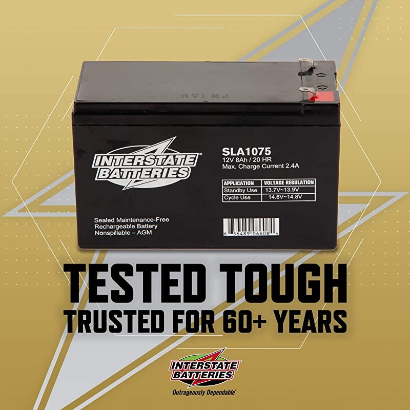 SP12-7 12V 8Ah Battery (SLA) Sealed Lead Acid Rechargeable Replacement Battery (AGM) F1 .187 Faston Terminals (SLA1075)