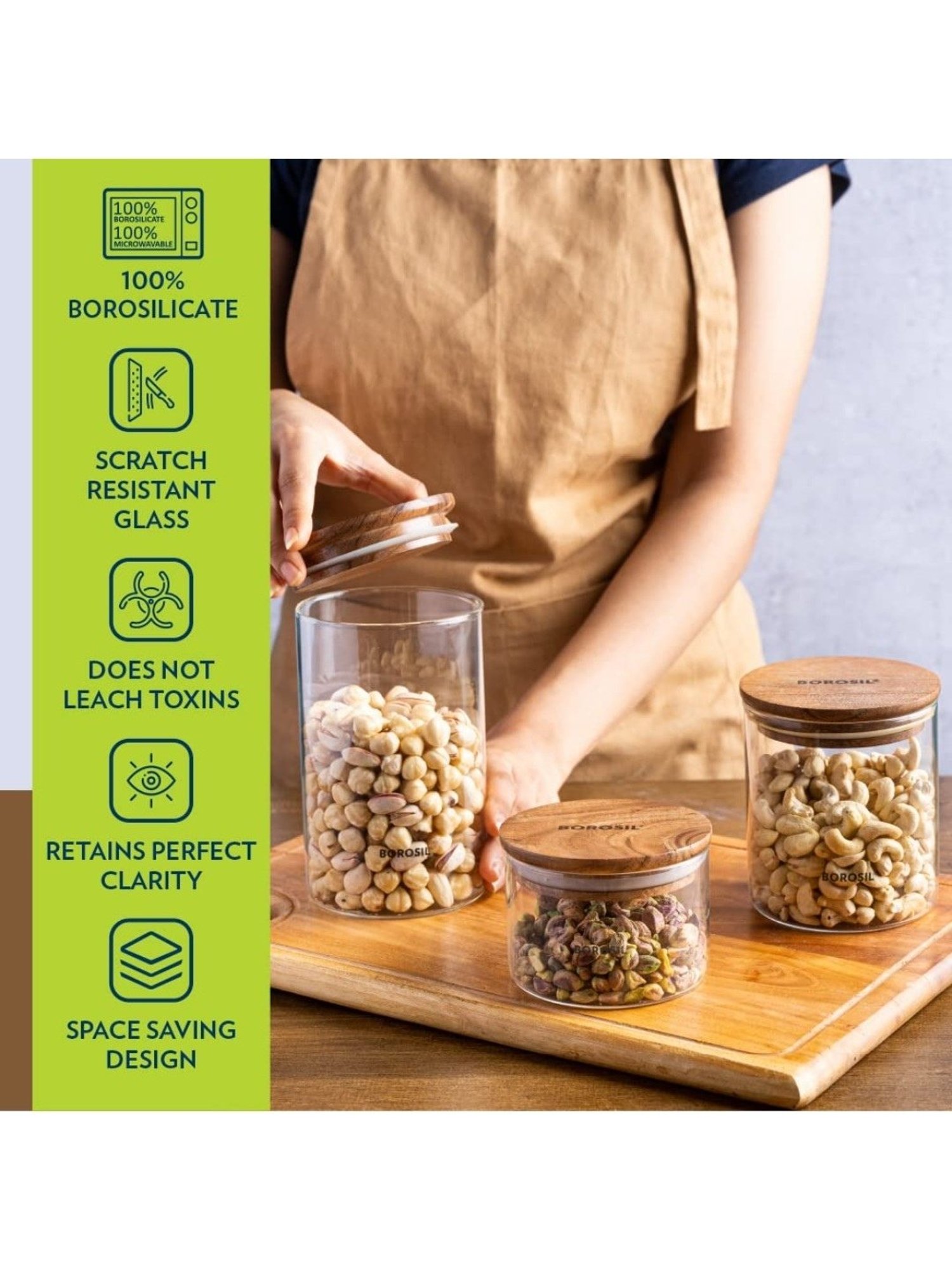 Borosil Transparent Glass Jar & Container (1200ml)