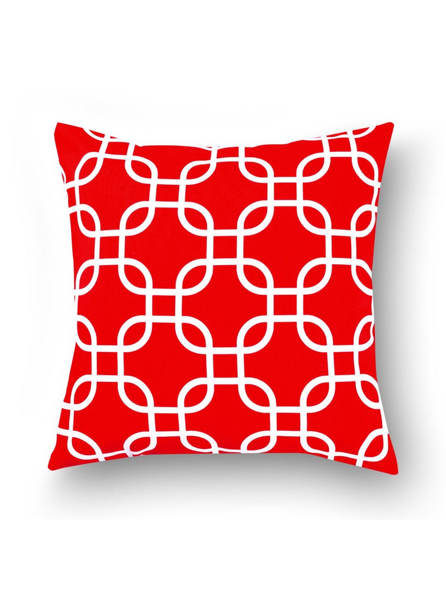 Swayam Red & White Cotton 60 cm x 60 cm Cushion Covers - Set of 5