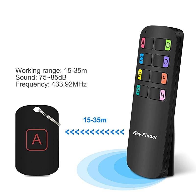 Key Finder,  Wireless RF Item Locator with 1 RF Transmitter and 8 Receivers, Item Tracker Support Remote Control, Wireless Key RF Locator, Pet Wallet Luggage Tracker 130ft Working Range