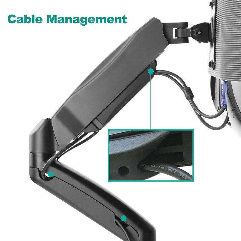 WALI Single LCD Monitor Fully Adjustable Gas Spring Wall Mount Fits One Screen VESA up to 27 , 14.3 lbs. Weight Capacity (GSWM001), Black