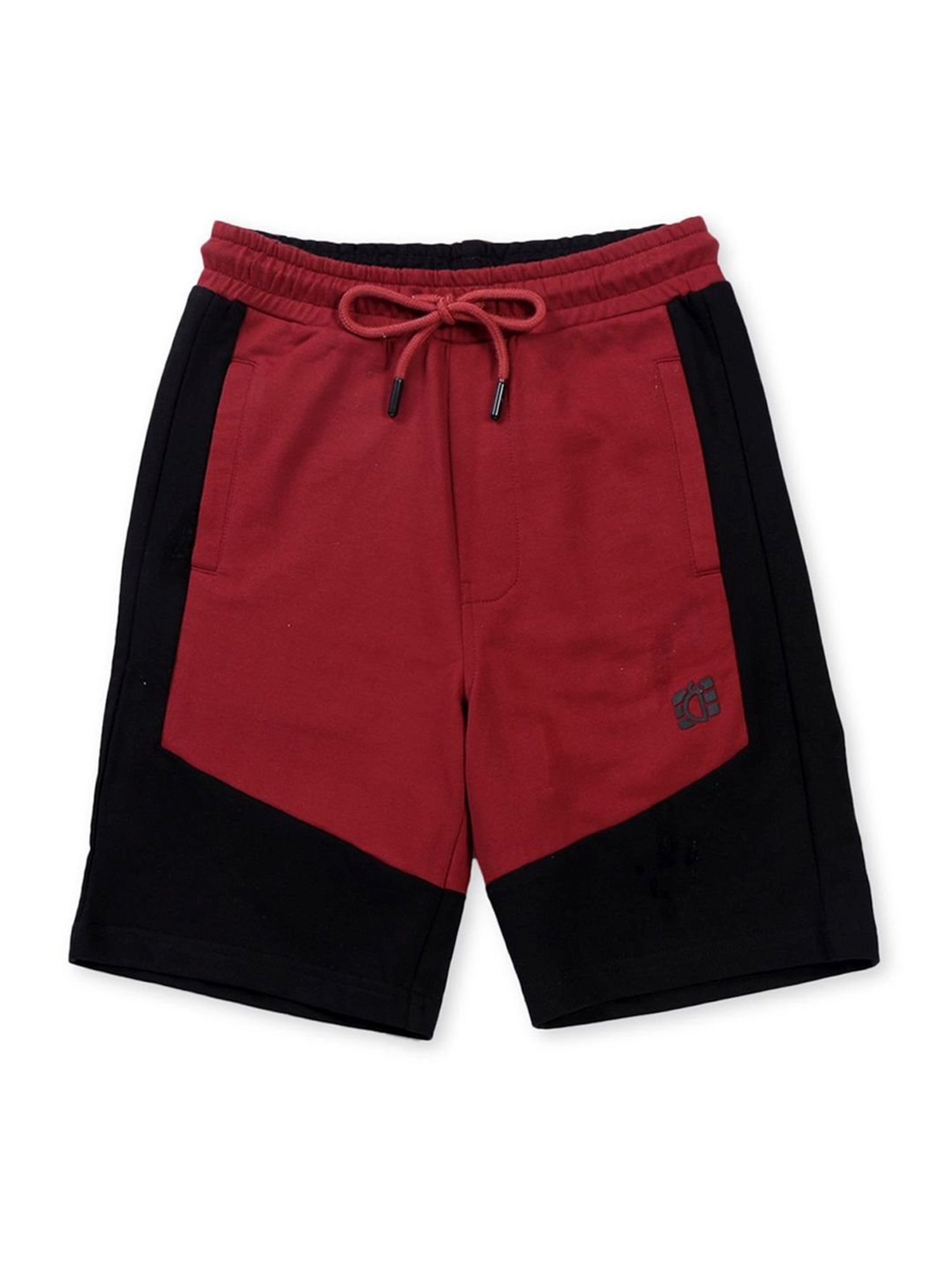 Gini & Jony Boys Red & Black Cotton Color Block Bermuda