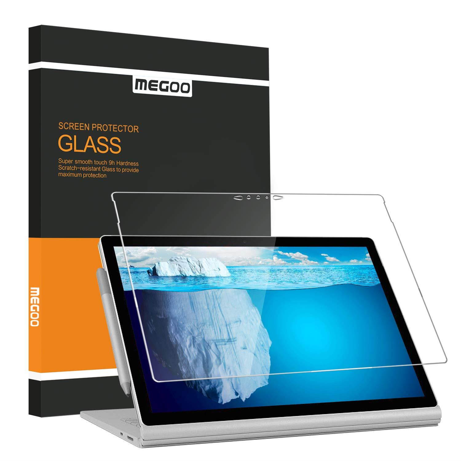 Microsoft Surface Book 2 (15 Inch), Screen Protector Megoo, [HD Tempered Glass ] Anti-Scratch Easy Installation Screen Shield Protector for Surface Book 2-15 Inch