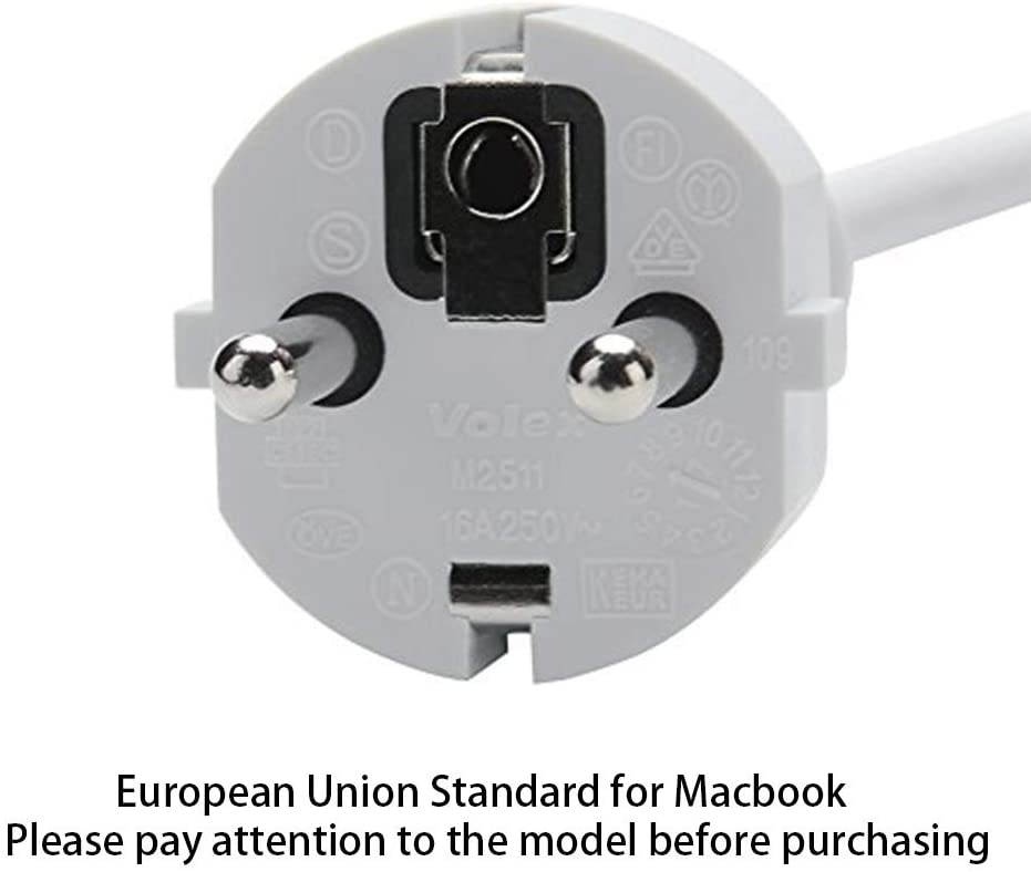 6 Foot European Standard Power Cable Compatible with Macbook Magsafe 1 or Magsafe 2