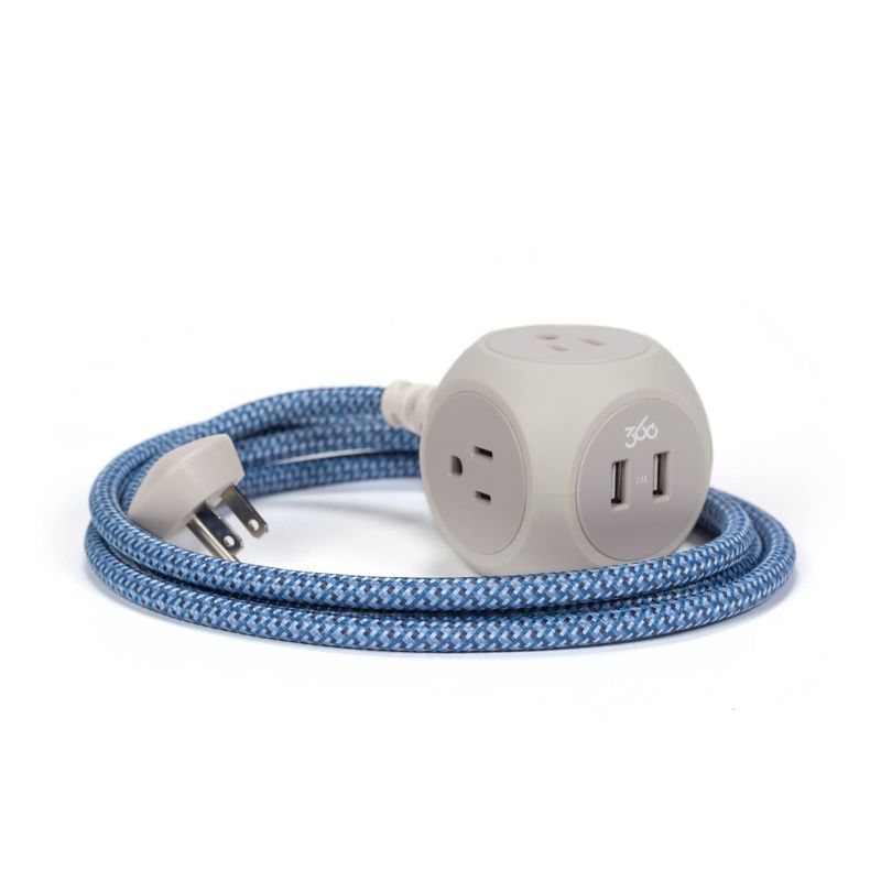 360 Electrical 6' Braided Extension Cord with Dual USB - Summer Twilight