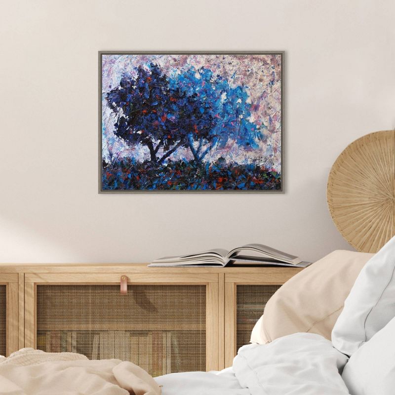 24" x 18" Trees by Joseph Marshal Foster Framed Canvas Wall Art Blue - Amanti Art