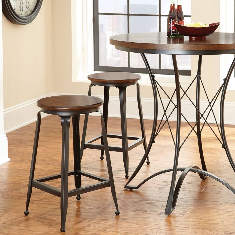 Set of 2 Addison 24" Counter Height Barstool Metal/Brown - Steve Silver Co.