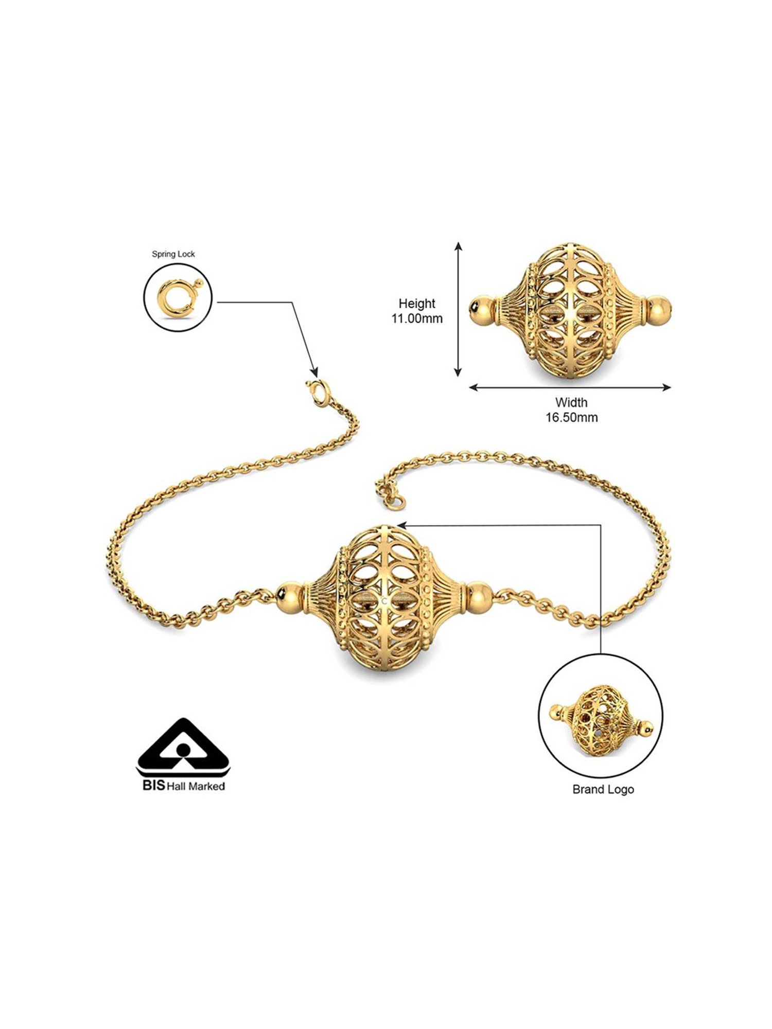 Candere by Kalyan Jewellers BIS Hallmark 18k Yellow Gold and Certified Bracelet