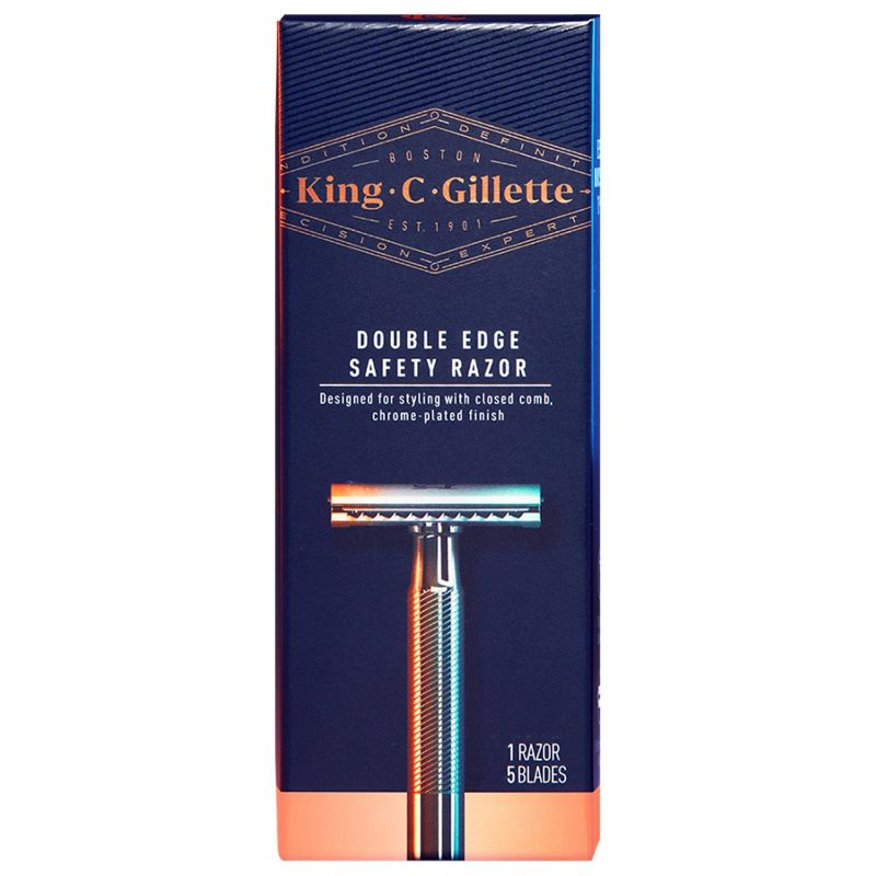 King C. Gillette Men's Double Edge Safety Razor+ 5 Double Edge Refill Blades