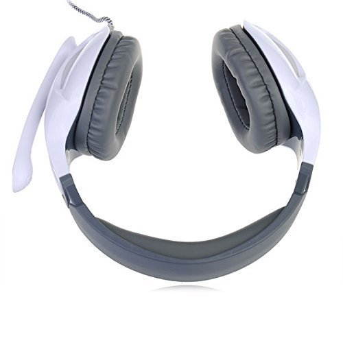 Sades Gaming Headset 3.5mm Wired Stereo Headphone Headband LED Light Over-Ear Noise Cancelling Headphones with Microphone Volume Control for PC Computer (white)