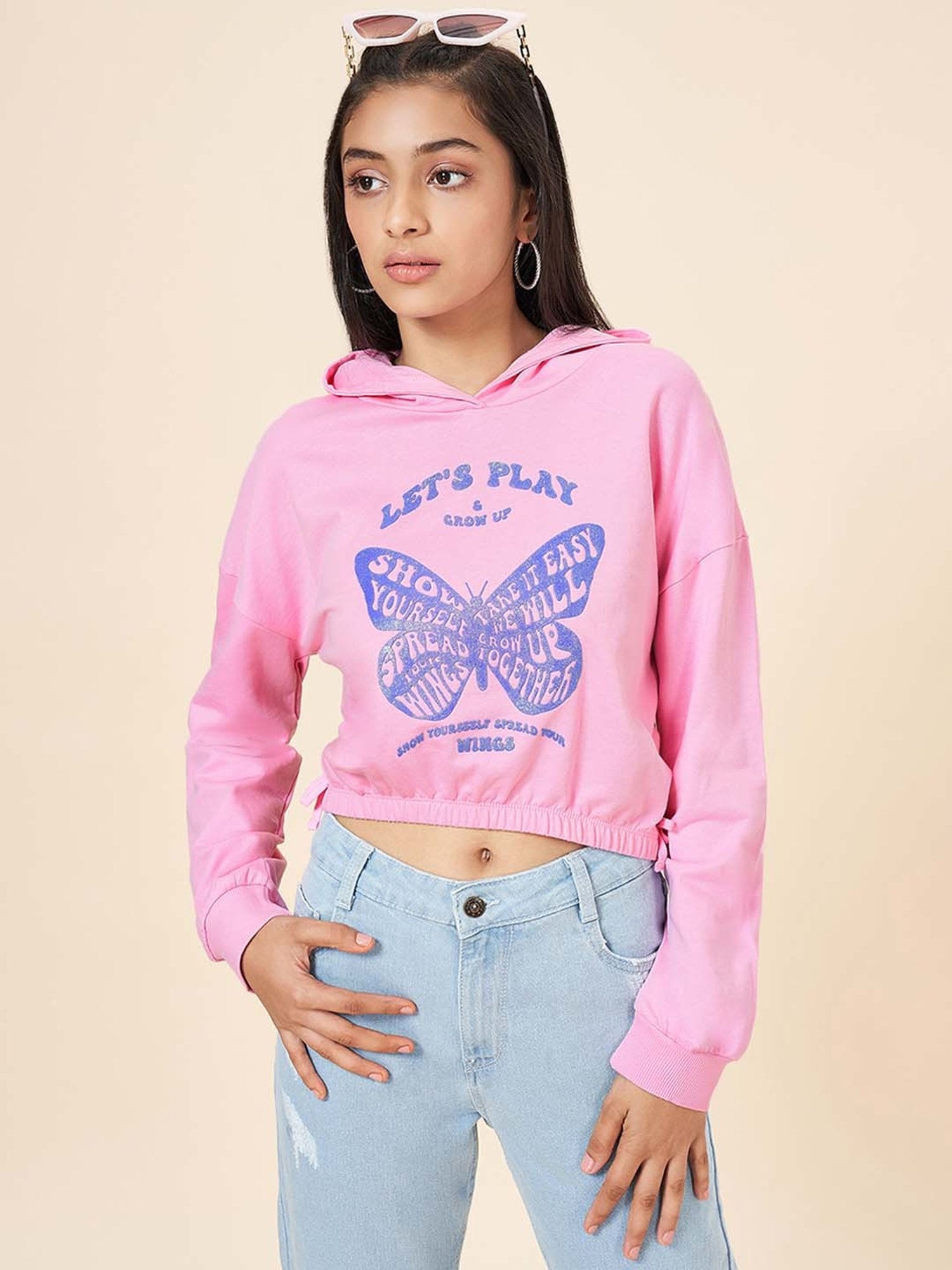 Coolsters by Pantaloons Kids Pink & Blue Cotton Printed Full Sleeves Sweatshirt