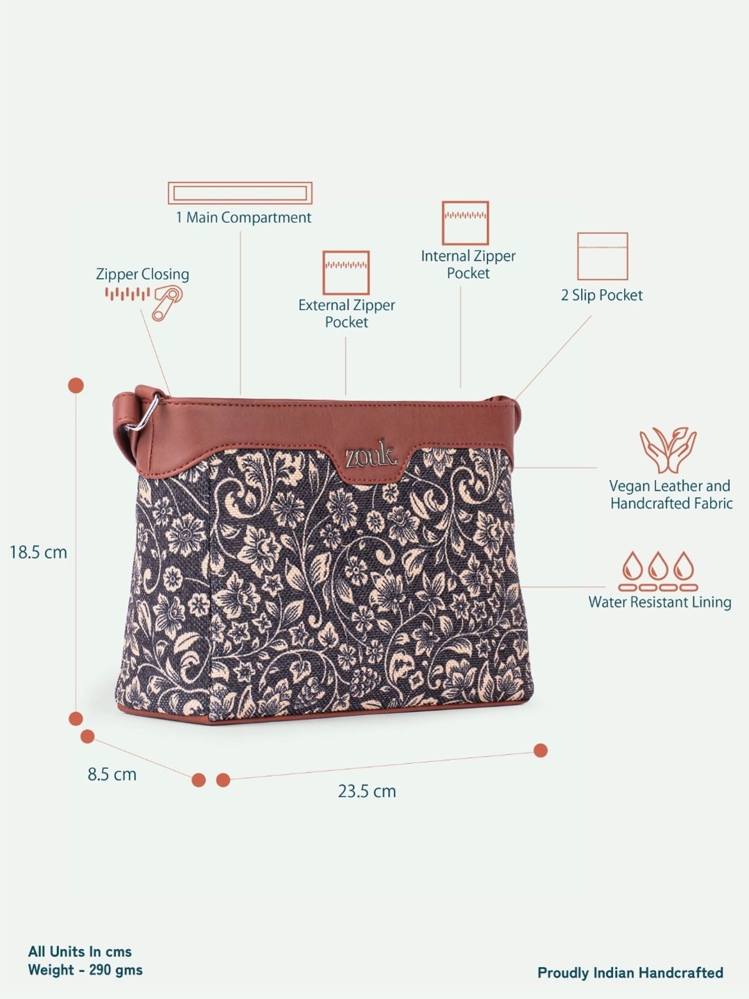 ZOUK Multicolor Printed Cross Body Bag