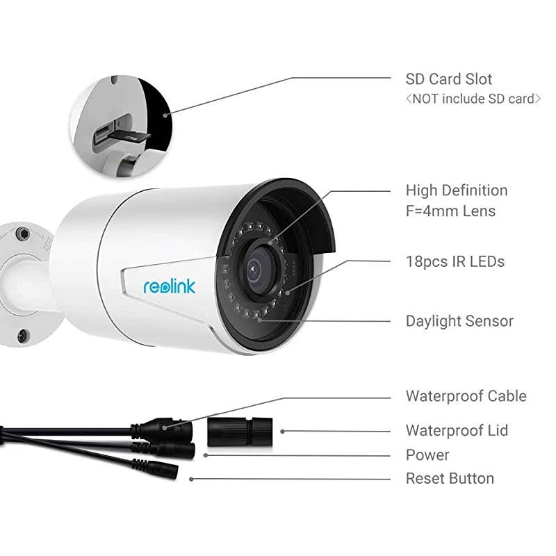 4MP PoE IP Camera Addon Outdoor Video Surveillance Cam to Home Security System ONLY Work with  POE Camera System and NVR Onvif Incompatible B400