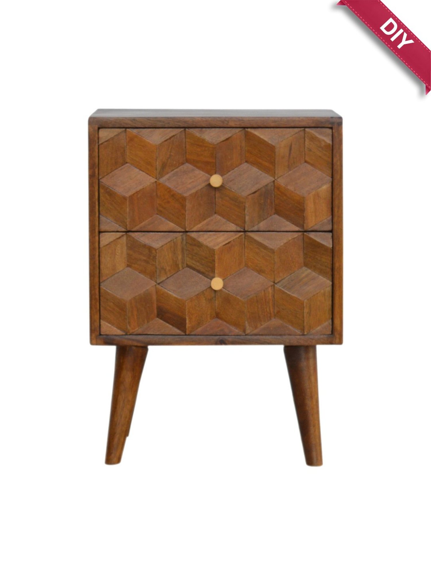 Artisan Furniture Solid Brown Mango Wood Side Table Chestnut Finish