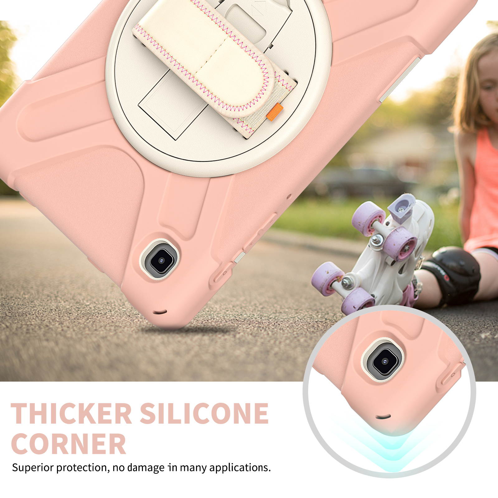 Galaxy Tab A7 Lite Case, Heavy Duty Rugged Shockproof Case with Adjustable Hand Strap, Carrying Shoulder Strap, Rotating Kickstand for Samsung galaxy Tab A7 Lite 8.7 inch 2021 Model SM-T220 SM-T225