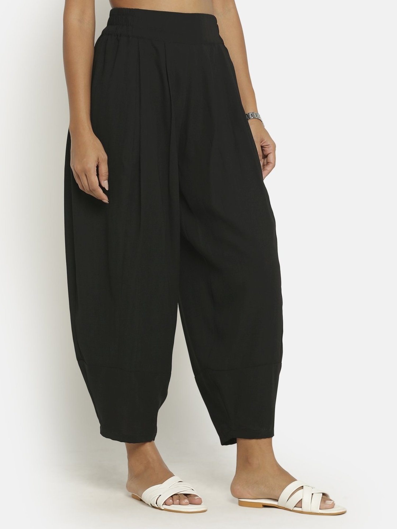 Office & You Black Mid Rise Harem Pants