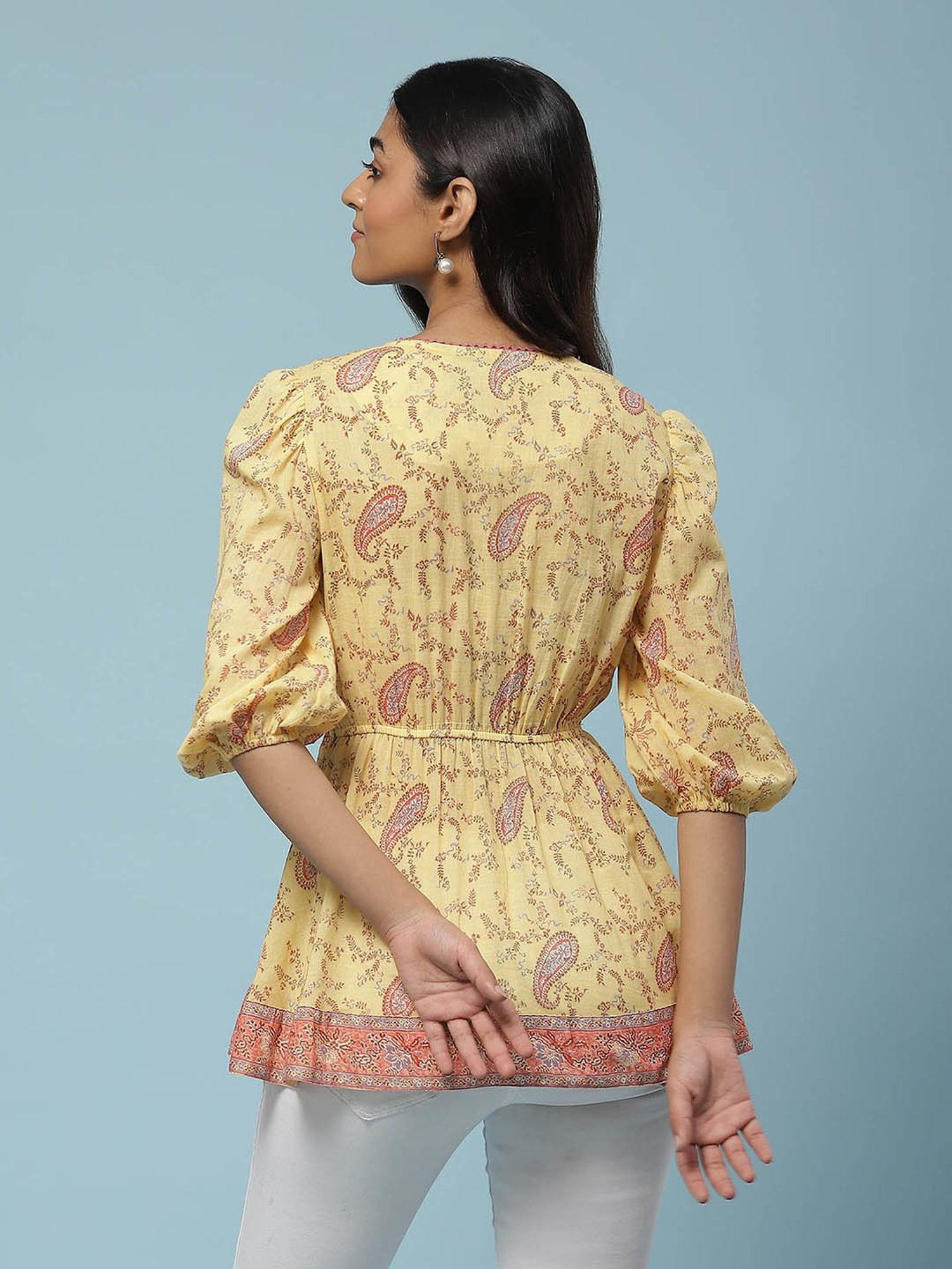 aarke Ritu Kumar Yellow Printed Top