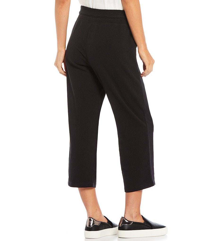 Calvin Klein French Terry Knit Embroidered Logo Drawstring Crop Pants