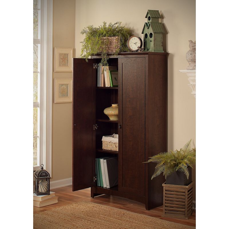 Bush Furniture Buena Vista Home Office Desk w/Tall Storage Cabinet Madison Cherry BUV026MSC