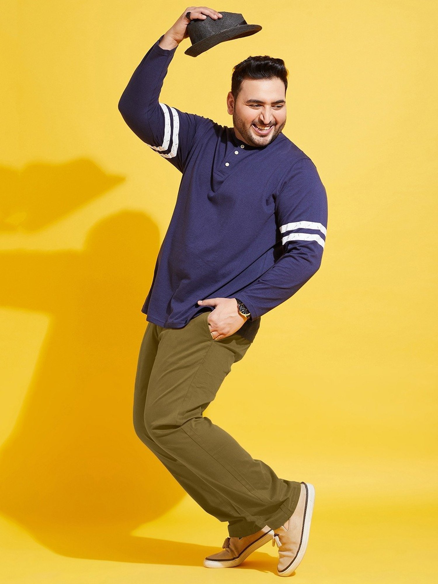 Bigbanana Plus Size Olive Cotton Regular Fit Trousers