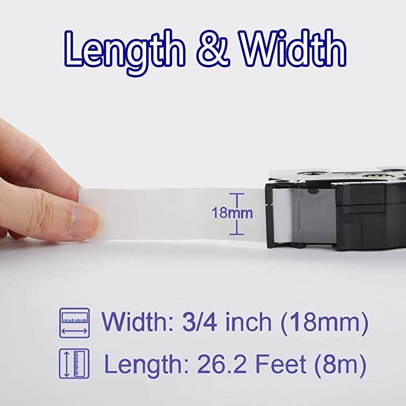 Compatible Label Tape Replacement for Brother Ptouch 18mm 0.7 Inch Tape, TZ Colored Laminated Tape (Black on White/Red/Blue/Yellow/Green) for Ptouch Label Maker D400 D600, 3/4 inch, 5 Pack