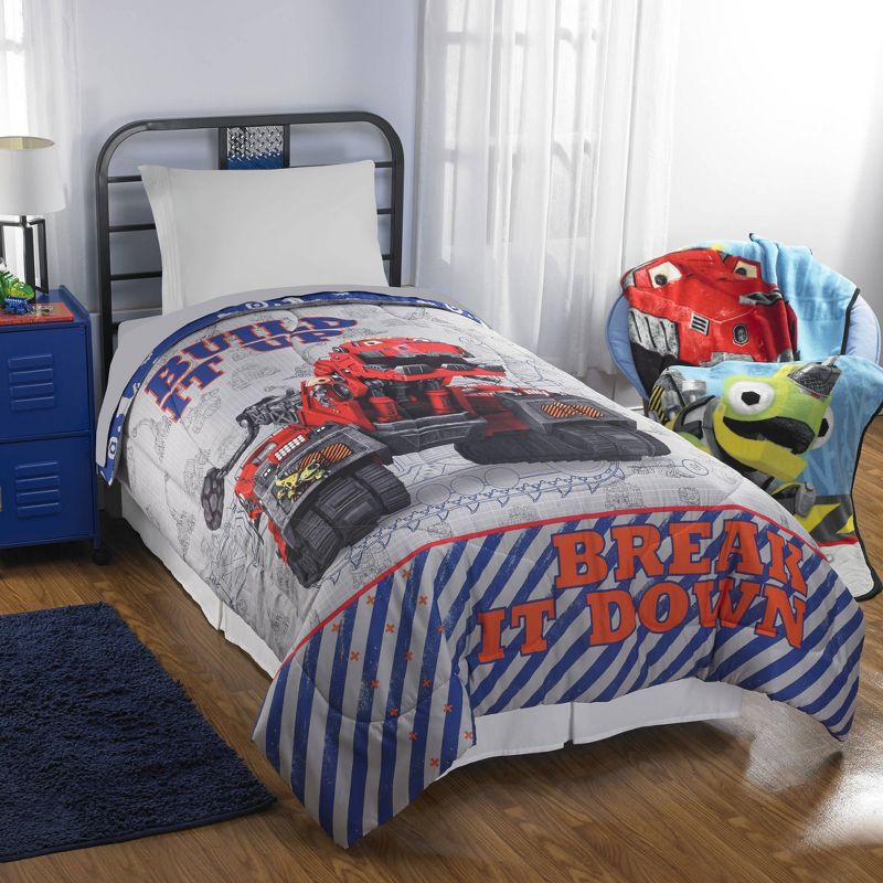 Twin-Full Comforter Build It Up Dinosaur Reptools Construction Robots Bedding - Dinotrux..