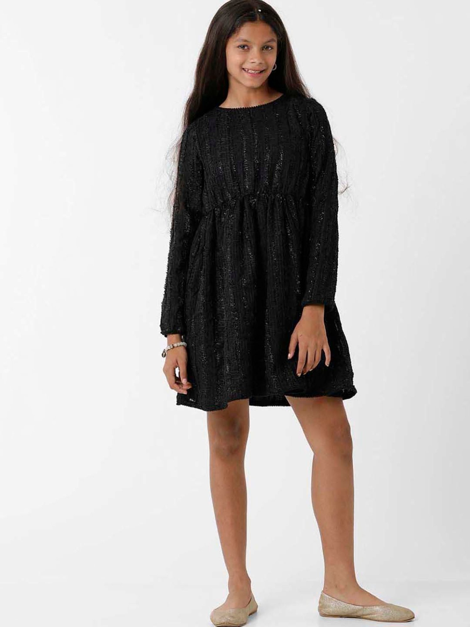 Kate & Oscar Kids Black Regular Fit Full Sleeves Dress