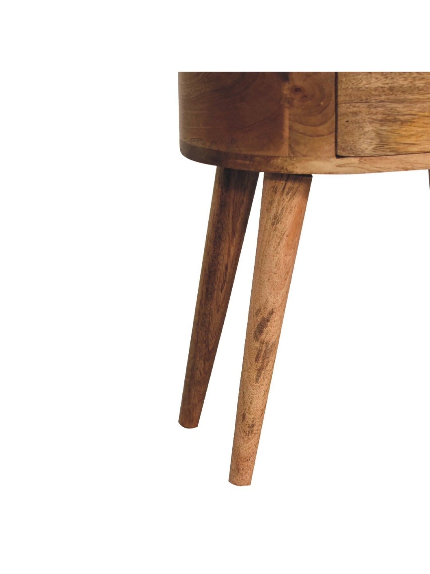 Artisan Furniture Brown Wood Mini Oakish Rounded Bedside Table