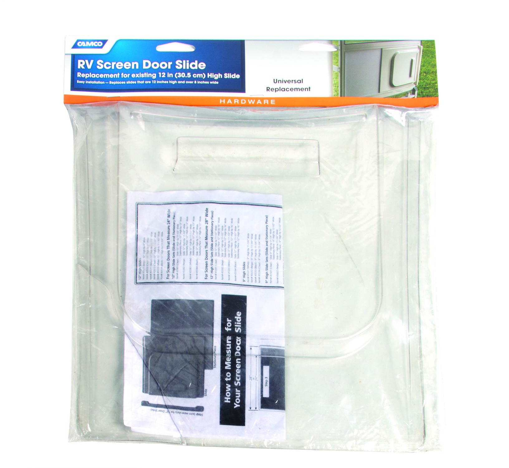 CAMCO 45512 Camco 45512 Screen Door Slide - 12" x 11.5", Clear